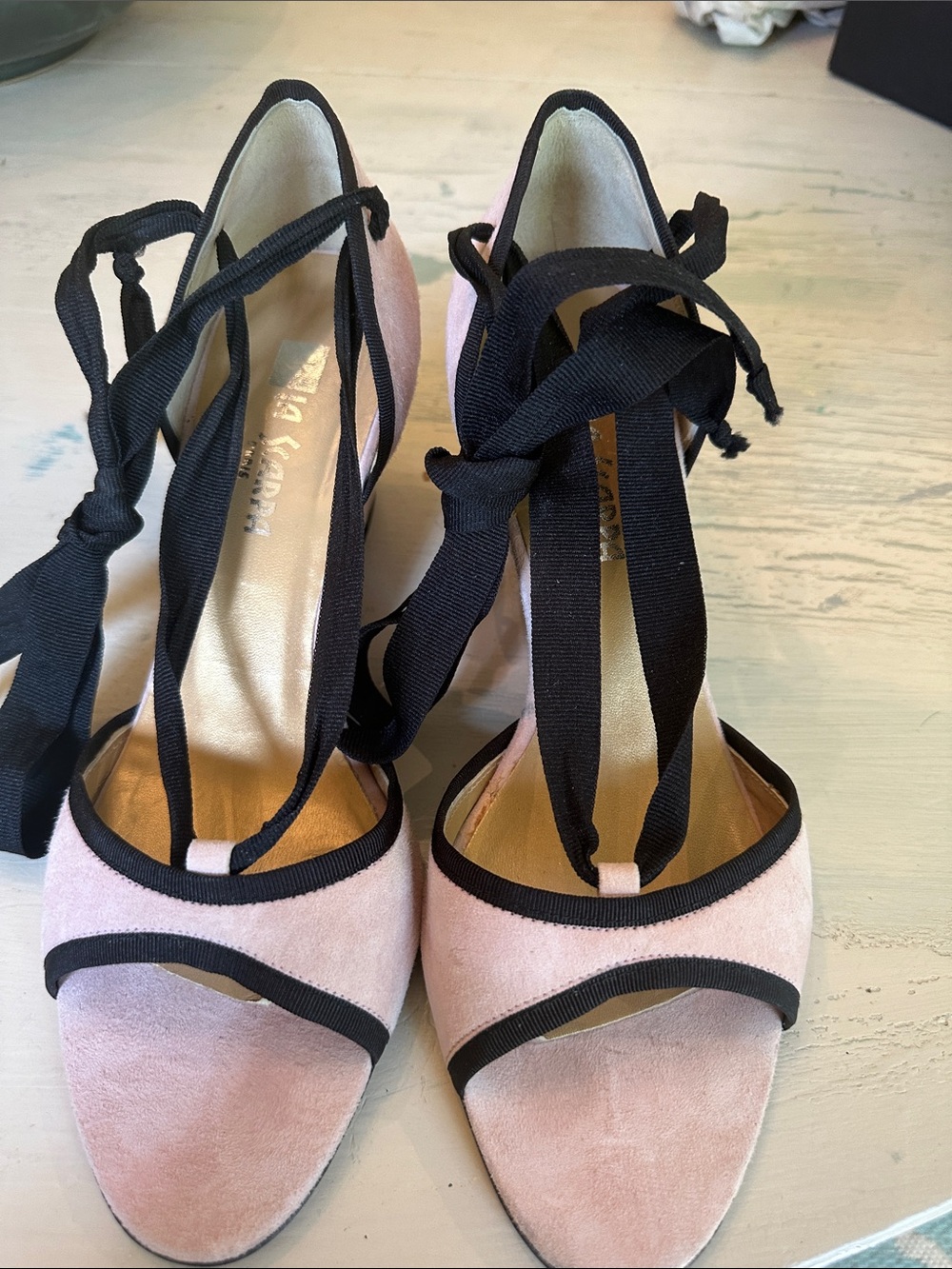 Women’s Pink Lace-Up Suede wedge Heels by laScarpa Paris 8/39
